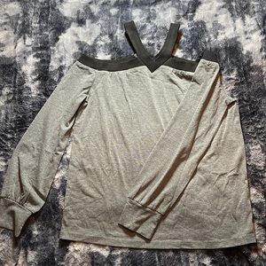 Off the shoulder black and grey, long sleeve shirt!